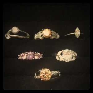 6 multi colored glass rings